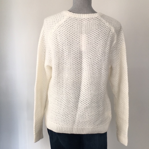 NWT LOFT Winter White Honeycomb Textured Knit Pullover Sweater, size Large ❤️ - Picture 5 of 11